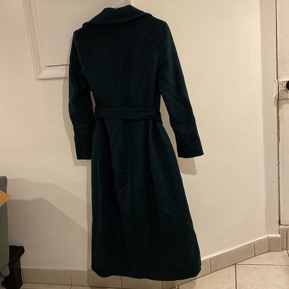 NWT Cole Haan Belted Wrap Coat Petroleum size 4 long - Picture 4 of 12
